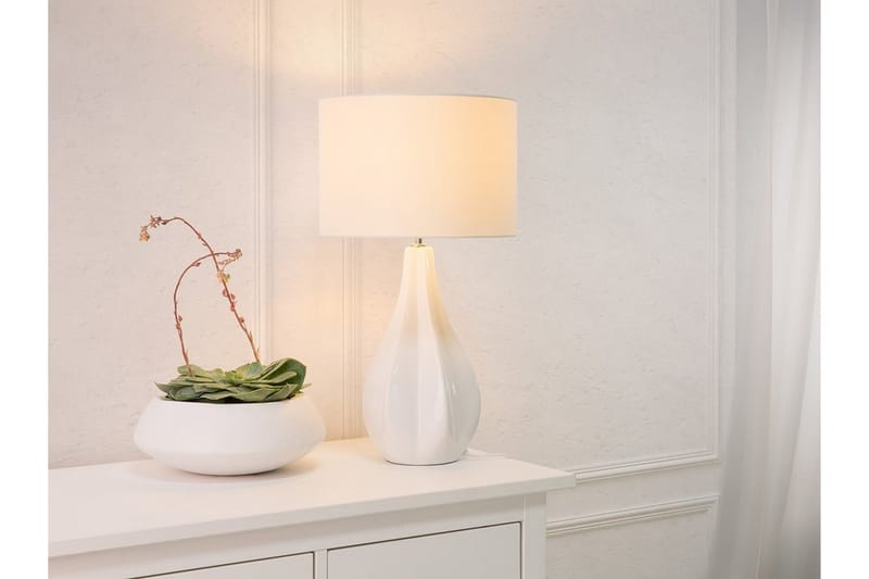 Santee Bordlampe 32 cm - Hvit - Vinduslampe på fot - Soveromslampe - Stuelampe - Nattlampe bord - Vinduslampe - Bordlampe