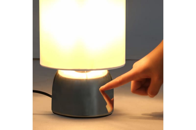Bordlamper 2 stk berøringsknapp hvit E14 - Vinduslampe på fot - Soveromslampe - Stuelampe - Nattlampe bord - Vinduslampe - Bordlampe