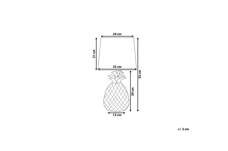 Pineapple Bordlampe 32 cm - Gull - Vinduslampe på fot - Soveromslampe - Stuelampe - Nattlampe bord - Vinduslampe - Bordlampe