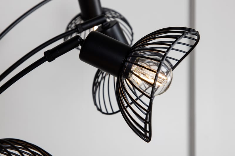 Jerit Gulvlampe Dimbar LED Stor Svart - Soveromslampe - Stuelampe - Femarmet gulvlampe - Gulvlampe