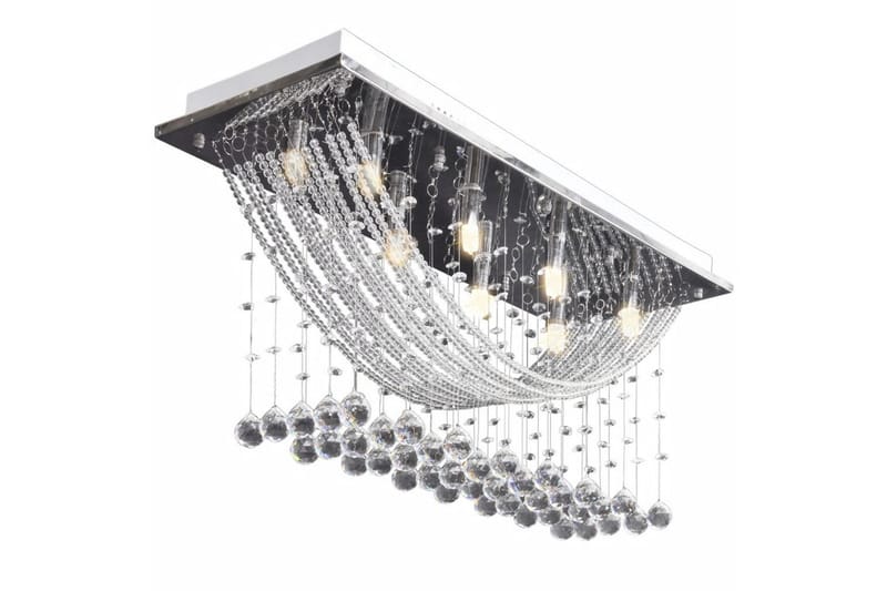 Hvit taklampe med glitrende glasskrystalperler 8 x G9 29 cm - Krystallkrone & takkrone - Stuelampe - Soveromslampe