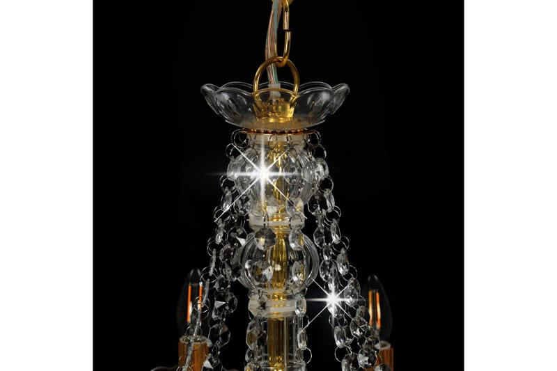 Lysekrone med perler gyllen 12 x E14 lysprer - Gull - Krystallkrone & takkrone - Stuelampe - Soveromslampe