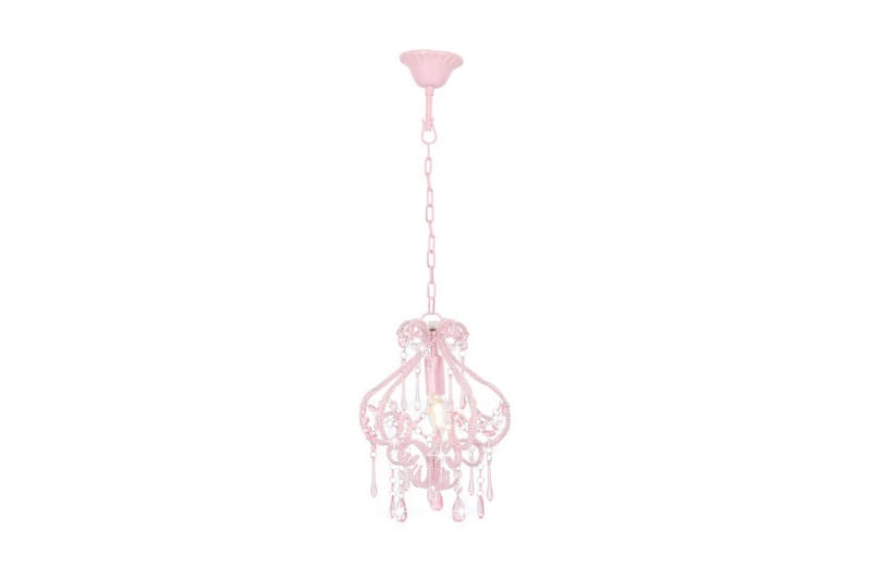 Taklampe med perler rosa rund E14 - Rosa - Krystallkrone & takkrone - Stuelampe - Soveromslampe