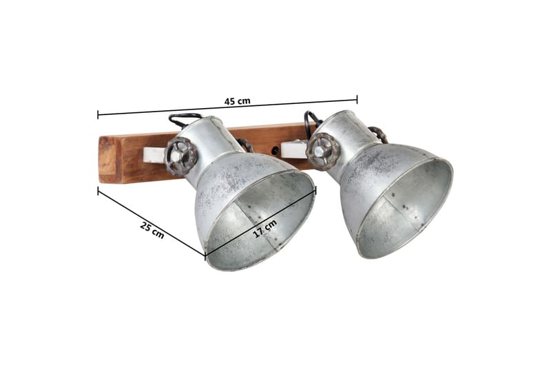 Industriell vegglampe sølv 45x25 cm E27 - Silver - Nattlampe vegg - Soveromslampe - Vegglampe - Veggarmatur