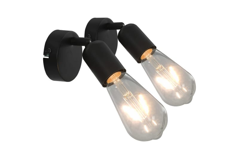 Spotlys 2 stk med glødelamper 2 W svart E27 - Svart - Spotlights & downlights - Veggspotlight