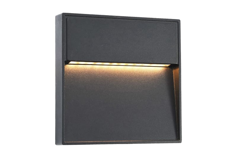 Utendørs LED-vegglamper 2 stk 3 W svart firkantet - Fasadebelysning - Entrébelysning - Utebelysning