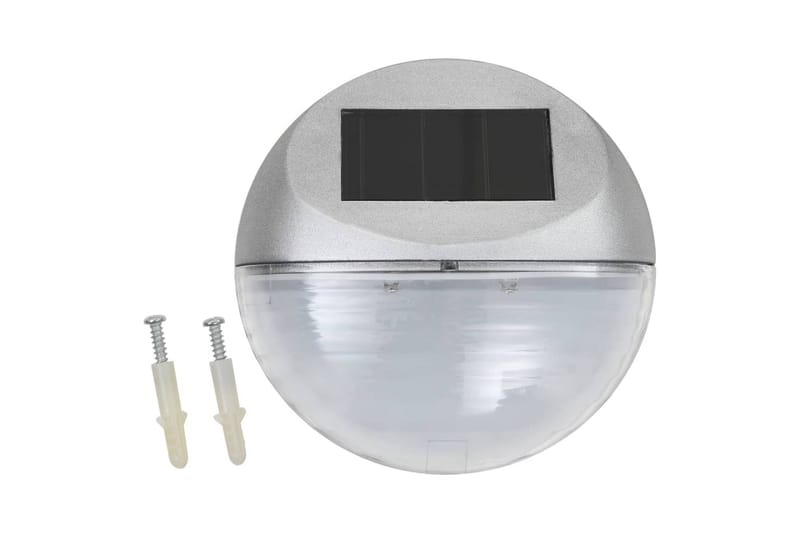 Utendørs soldrevet vegglampe LED 24 stk rund sølv - Utebelysning - Fasadebelysning - Entrébelysning