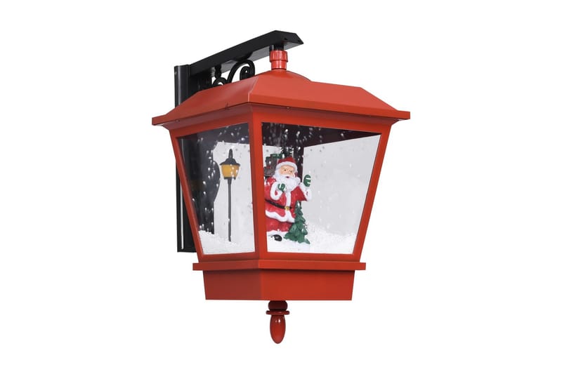 Veggmontert julelampe med LED-lys & julenisse rød 40x27x45cm - Fasadebelysning - Entrébelysning - Utebelysning