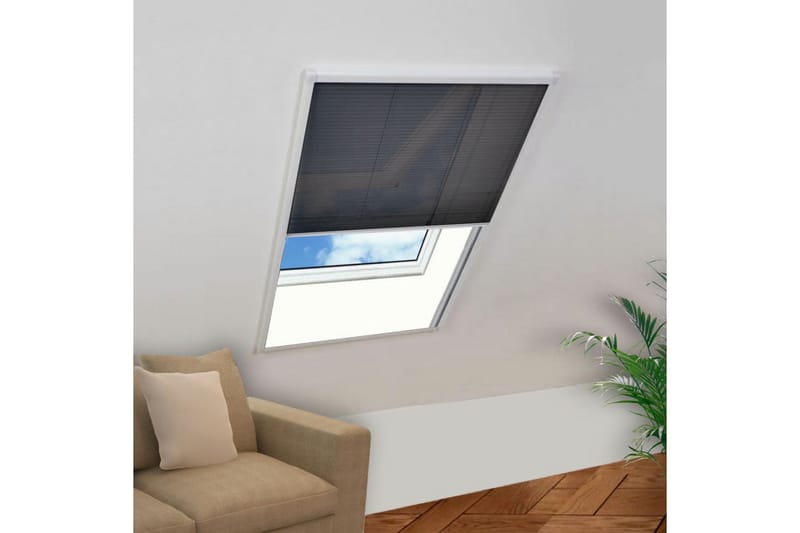 Plissert insektskjerm for vindu aluminium 80x100 cm - Hvit/Svart - Friluftsutstyr - Myggnett - Myggbeskyttelse