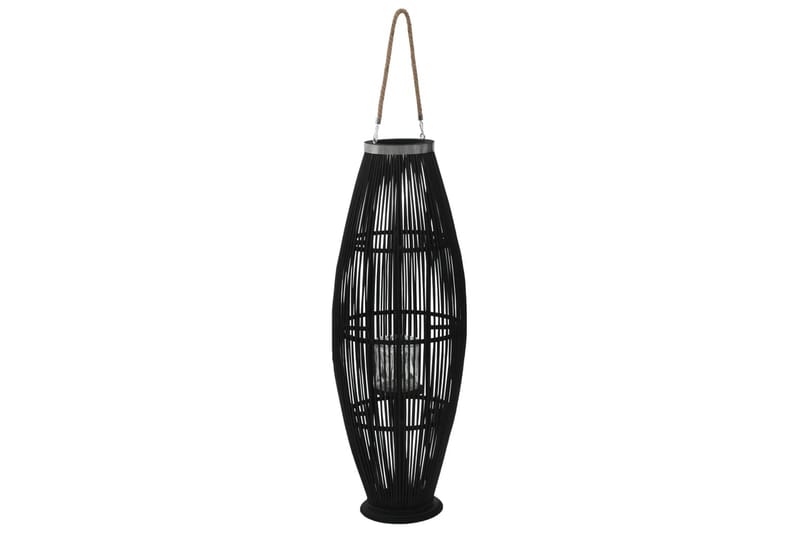 Hengelanterne for stearinlys bambus svart 95 cm - Lysestaker og lykter - Dekorasjon - Utelykt