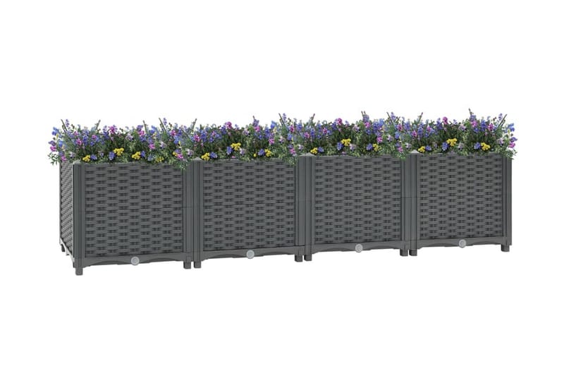 Høybed 160x40x38 cm polypropylen - Grå - Hagekrukker - Blomsterkasser