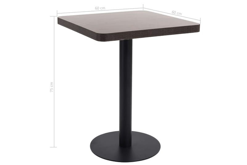 Bistrobord mørkebrun 60x60 cm MDF - Brun - Cafebord - Balkongbord