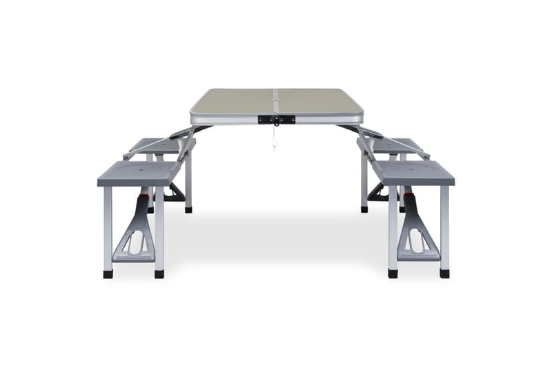 Foldbart campingbord med 4 seter stål aluminium - Campingmøbler - Campingbord