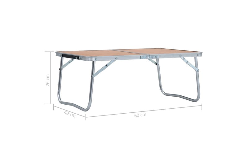 Sammenleggbart campingbord brun aluminium 60x40 cm - Campingmøbler - Campingbord