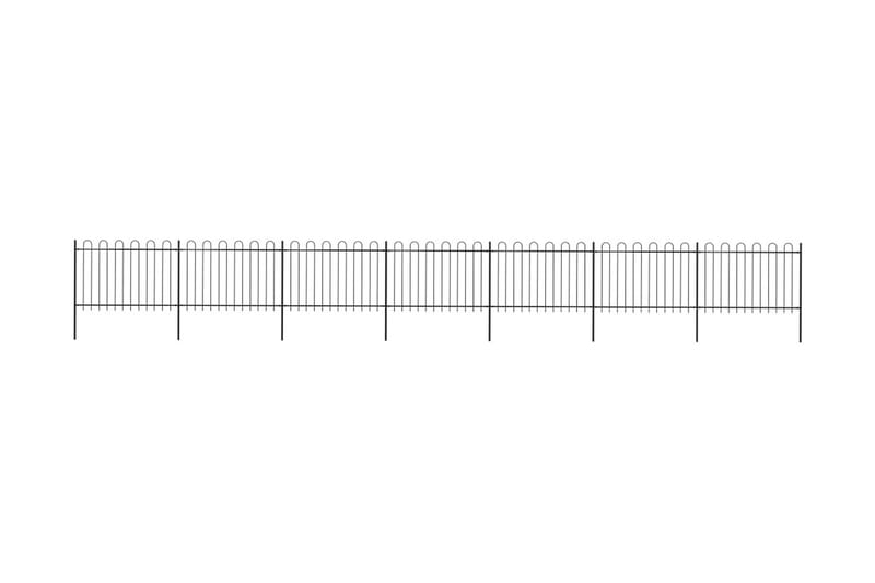 Hagegjerde med buet topp stål 11,9x1,2 m svart - Svart - Smijernsgjerde & jerngjerde