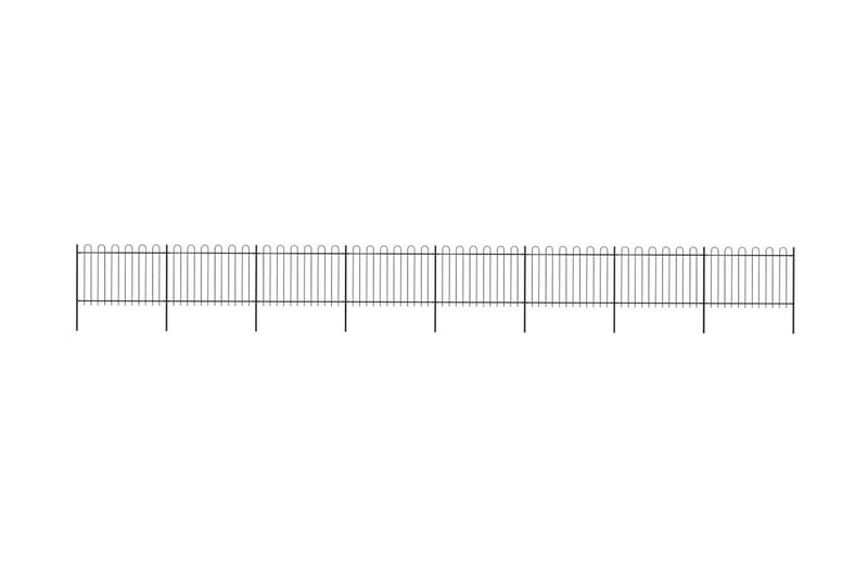 Hagegjerde med buet topp stål 13,6x1,2 m svart - Svart - Smijernsgjerde & jerngjerde
