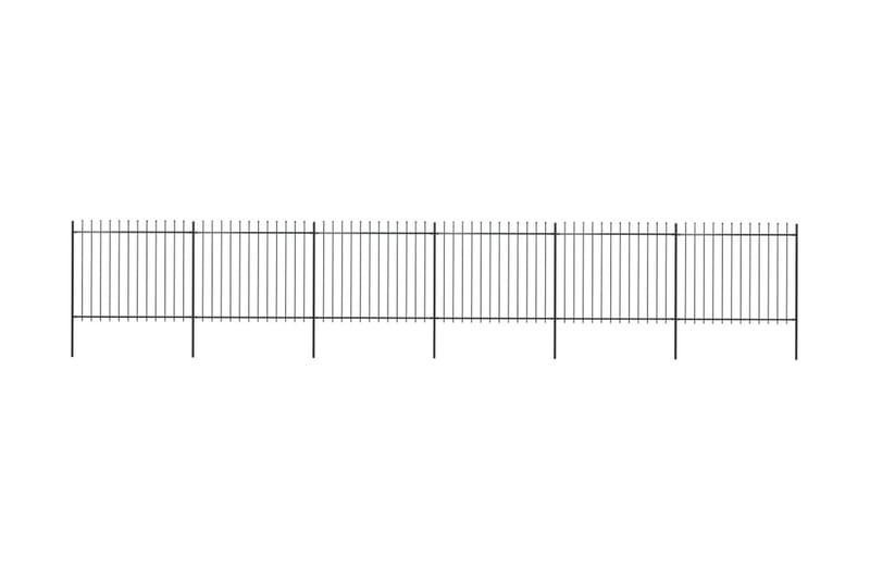 Hagegjerde med spydtopp stål 10,2x1,5 m svart - Svart - Smijernsgjerde & jerngjerde