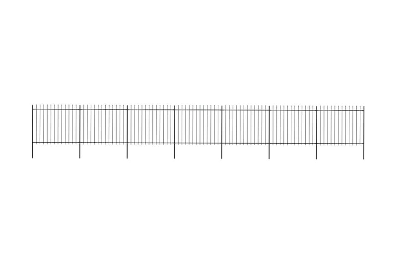 Hagegjerde med spydtopp stål 11,9x1,5 m svart - Svart - Smijernsgjerde & jerngjerde