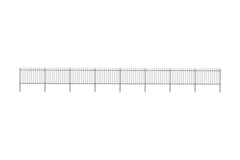 Hagegjerde med spydtopp stål 13,6x1,2 m svart - Svart - Smijernsgjerde & jerngjerde
