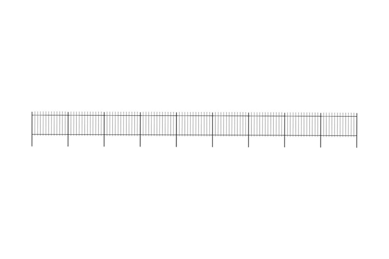 Hagegjerde med spydtopp stål 15,3x1,2 m svart - Svart - Smijernsgjerde & jerngjerde