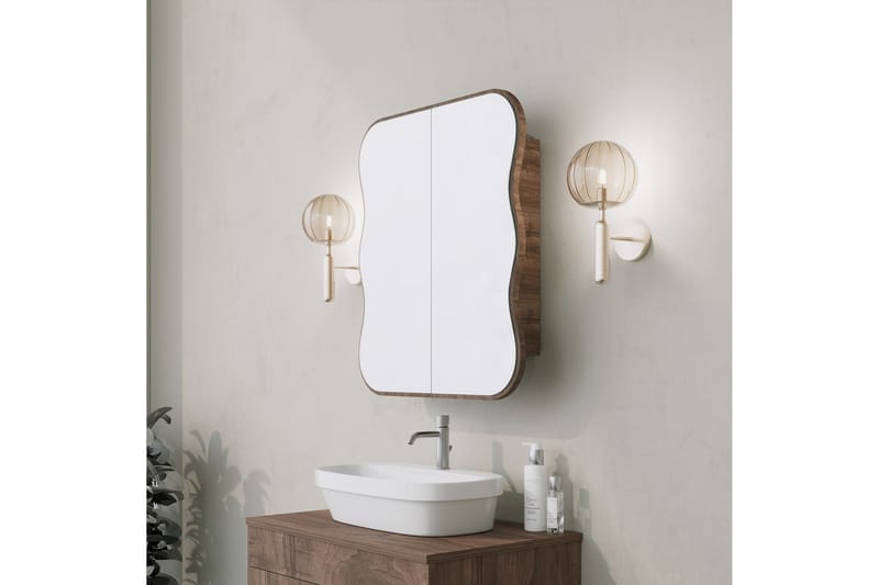 Najmin Overskap med speil 45 cm - Valnøtt - Speilskap