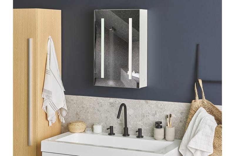 Belmena Skap til Badet 40 cm Speil med LED-belysning - Hvit - Speilskap