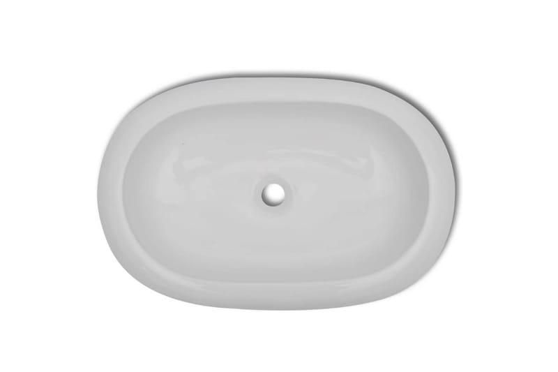 Baderomsvask med kran keramisk oval hvit - Enkel vask
