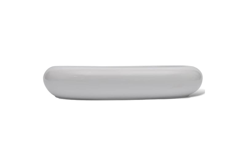 Baderomsvask med kran keramisk oval hvit - Enkel vask