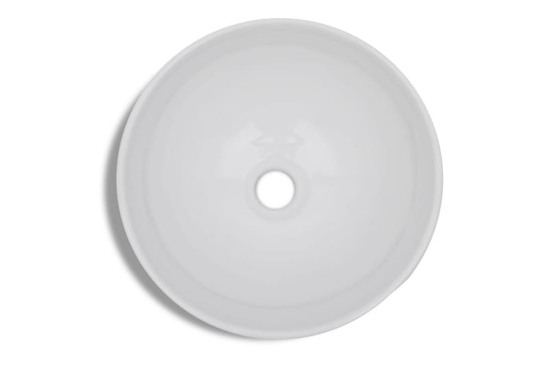 Baderomsvask med kran keramisk rund hvit - Enkel vask