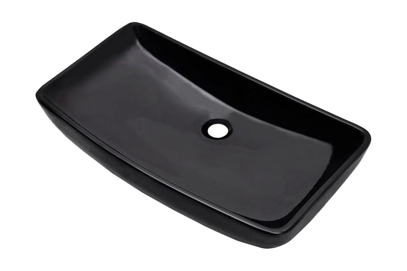 Keramisk firkantet baderomsservant, svart - Enkel vask