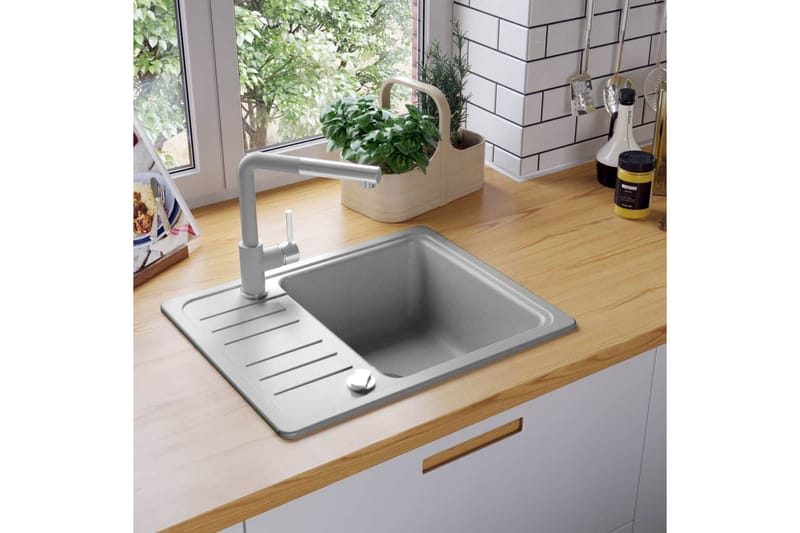 Kjøkkenvask enkel kum granitt grå - Enkel vask