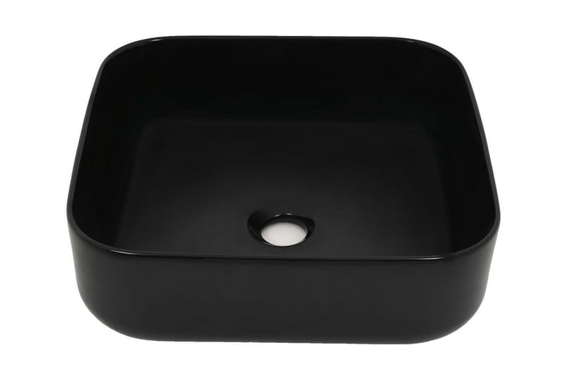 Servant keramisk kvadratisk svart 38x38x13,5 cm - Enkel vask