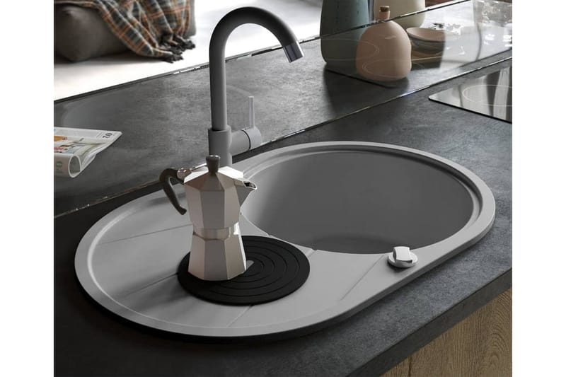Kjøkkenvask i granitt enkel kum oval grå - Enkel vask