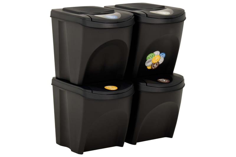Stabelbare søppelbøtter 4 stk antrasitt 100 L - Antrasittgrå - Søppelbøtte & papirkurv