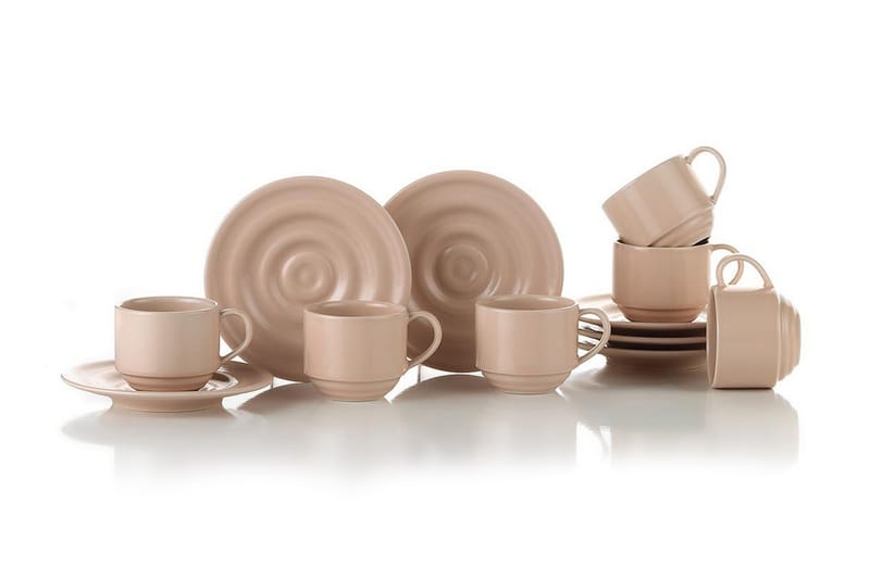 Kaffeservise 12-pk - Rosa - Kaffekopp & kaffekrus - Porselen - Mugger & kopper