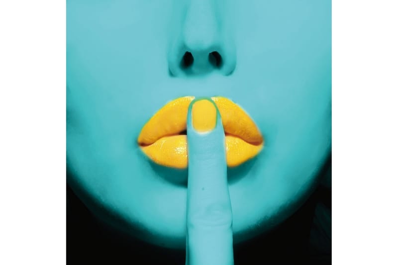 Akrylbilde Lips Glass/Turkis/Gul - 80x80 cm - Bilder & kunst