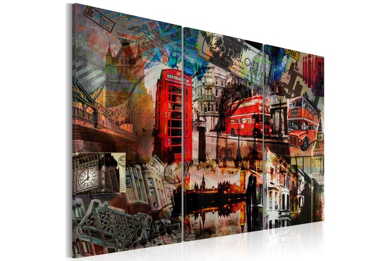 Bilde London Collage Triptych 60x40 - Artgeist sp. z o. o. - Lerretsbilder