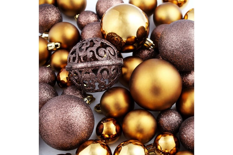 Julekulesett 6 cm 100 stk brun/bronse/gull - Julepynt & juledekorasjon - Juletrepynt & julekuler