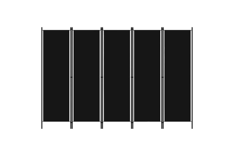 Romdeler med 5 paneler svart 250x180 cm - Skjermvegg - Romdelere