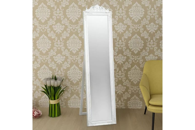 Frittstående speil barokstil 160x40 cm hvit - Gulvspeil - Helkroppsspeil