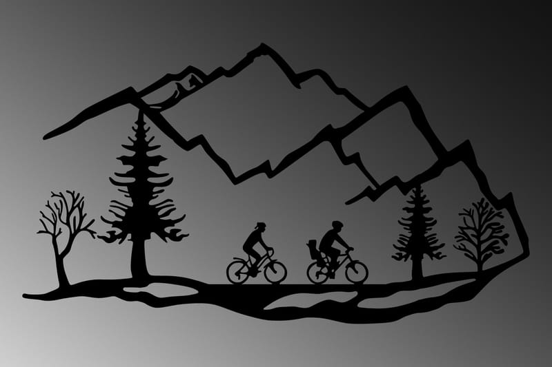 Mountain Bike Veggdekor - Svart - Metallskilt