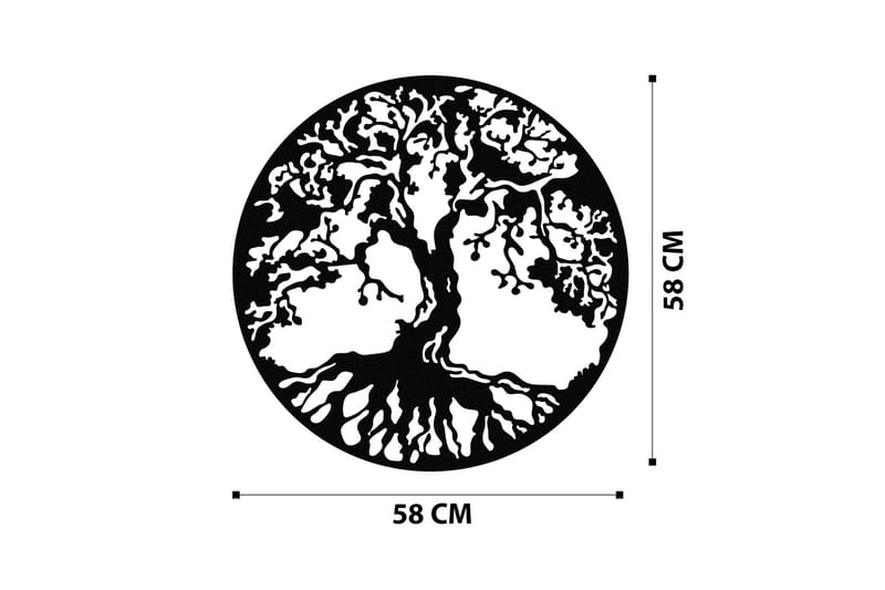 Tree Veggdekor - Svart - Metallskilt