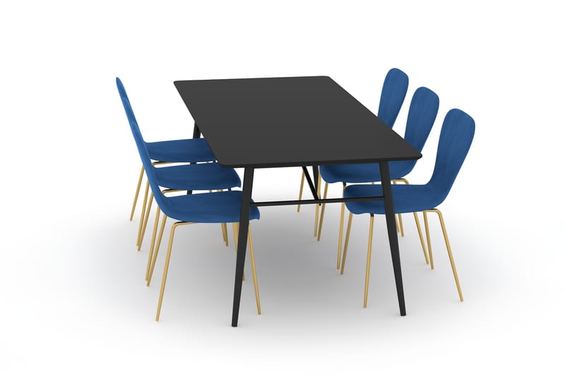 Adrianah Spisebord 200 cm med 6 Perco Kjøkkenstoler Fløyel - Beige/Svart - Spisegrupper