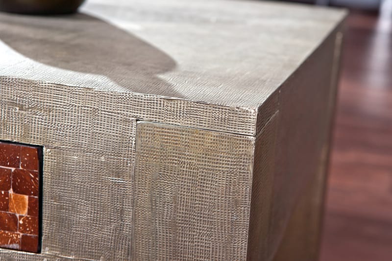 Azalea Sofabord 110 cm med Oppbevaringsskuffer - MangoTre/Lysegrå - Sofabord - Sofabord med oppbevaring