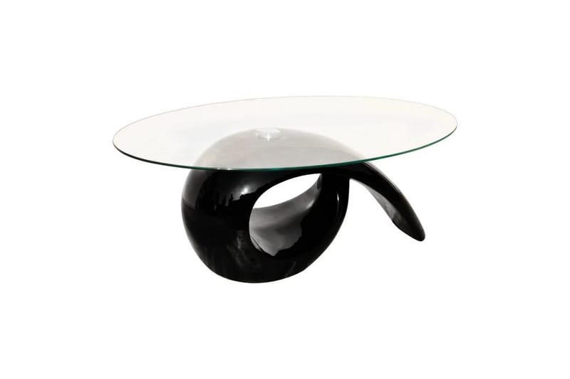 Salongbord med oval glassflate høyglans svart - Glass/Svart Høyglans - Sofabord