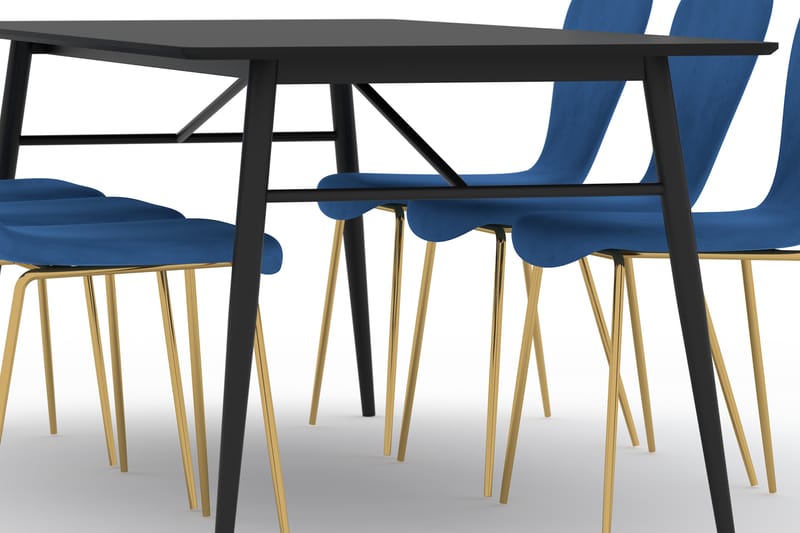 Adrianah Spisebord 200 cm med 6 Perco Kjøkkenstoler Fløyel - Beige/Svart - Spisegrupper