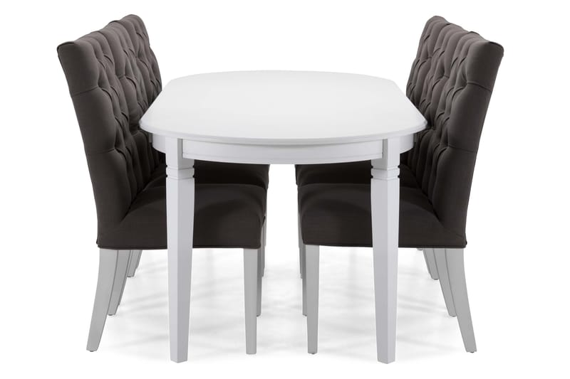 Läckö Spisebord 200 cm Ovalt - Hvit/Grå - Spisegrupper
