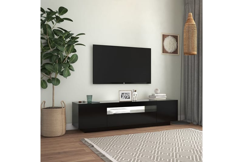 TV-benk med LED-lys svart 160x35x40 cm - Svart - TV-benk & mediabenk