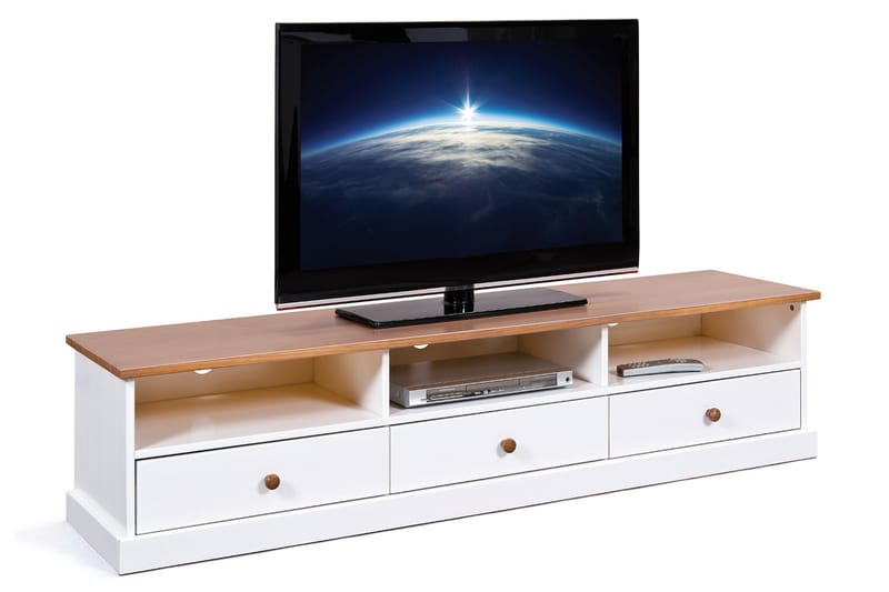 Livesey TV-benk 180 cm - Hvit/Brun - TV-benk & mediabenk