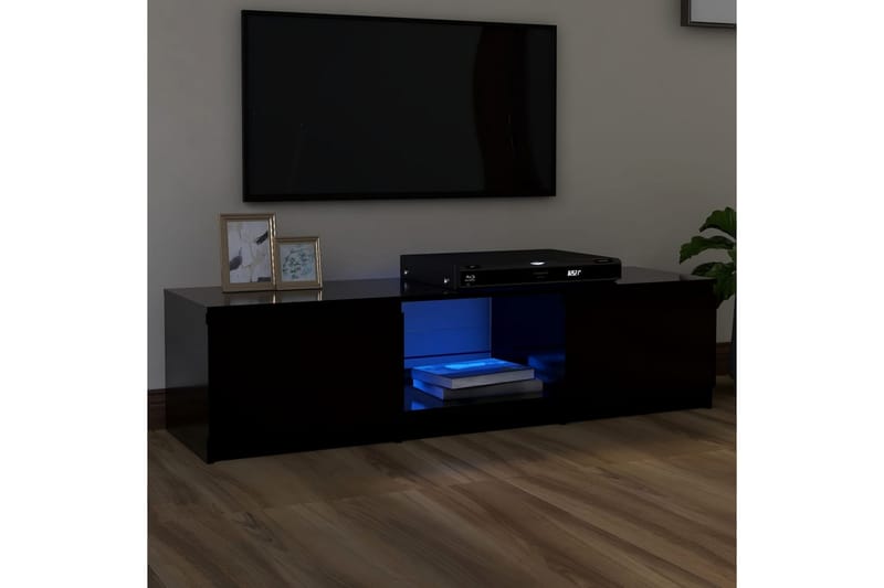 TV-benk med LED-lys svart 140x40x35,5 cm - Svart - TV-benk & mediabenk